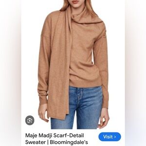 Maje Madji Camel Neck Scarf sweater Maje size 2 (medium) EUC Paris chic